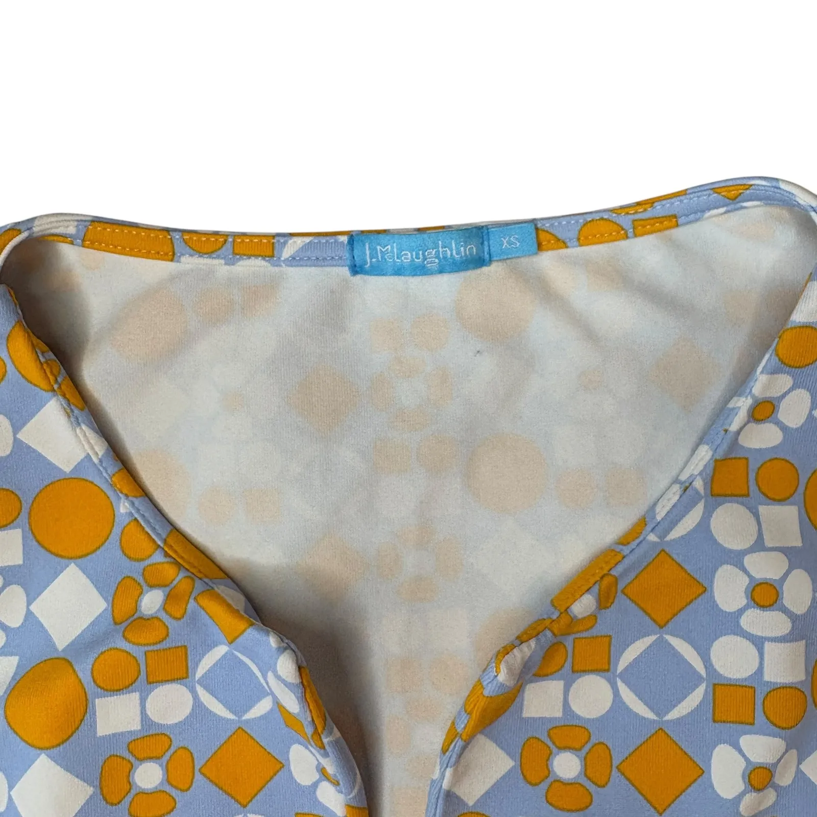 J. McLaughlin XS Sleeveless Mod‎ Dress Geometric  Blue Orange Catalina Cloth - Image 6