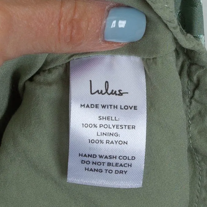 Lulus Womens Sage Green Floral Satin Cowl Neck Slip Mini Dress Size M Party - Image 7