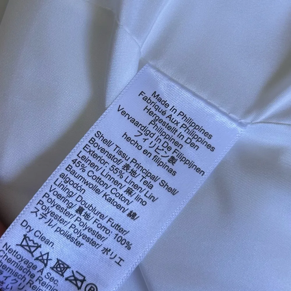 J.Crew Factory White Linen Cotton Blend Single Button Blazer Size 12 Petite - Image 7