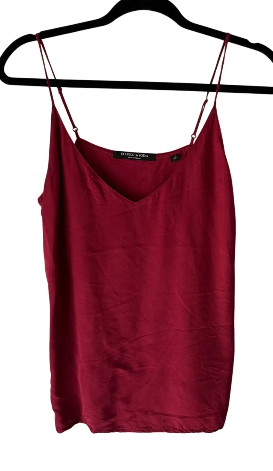 Scotch & Soda Red Cami Tank Top Small Viscose Modal Blend Adjustable Straps - Image 1