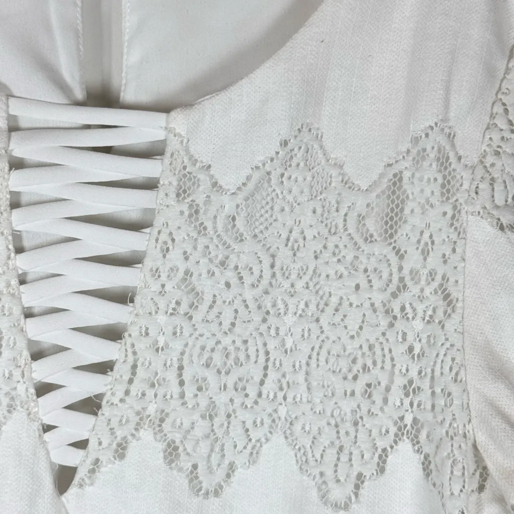 Sugar + Lipz Ivory Lace Boho Cottagecore Milkmaid Dress Small - Image 2