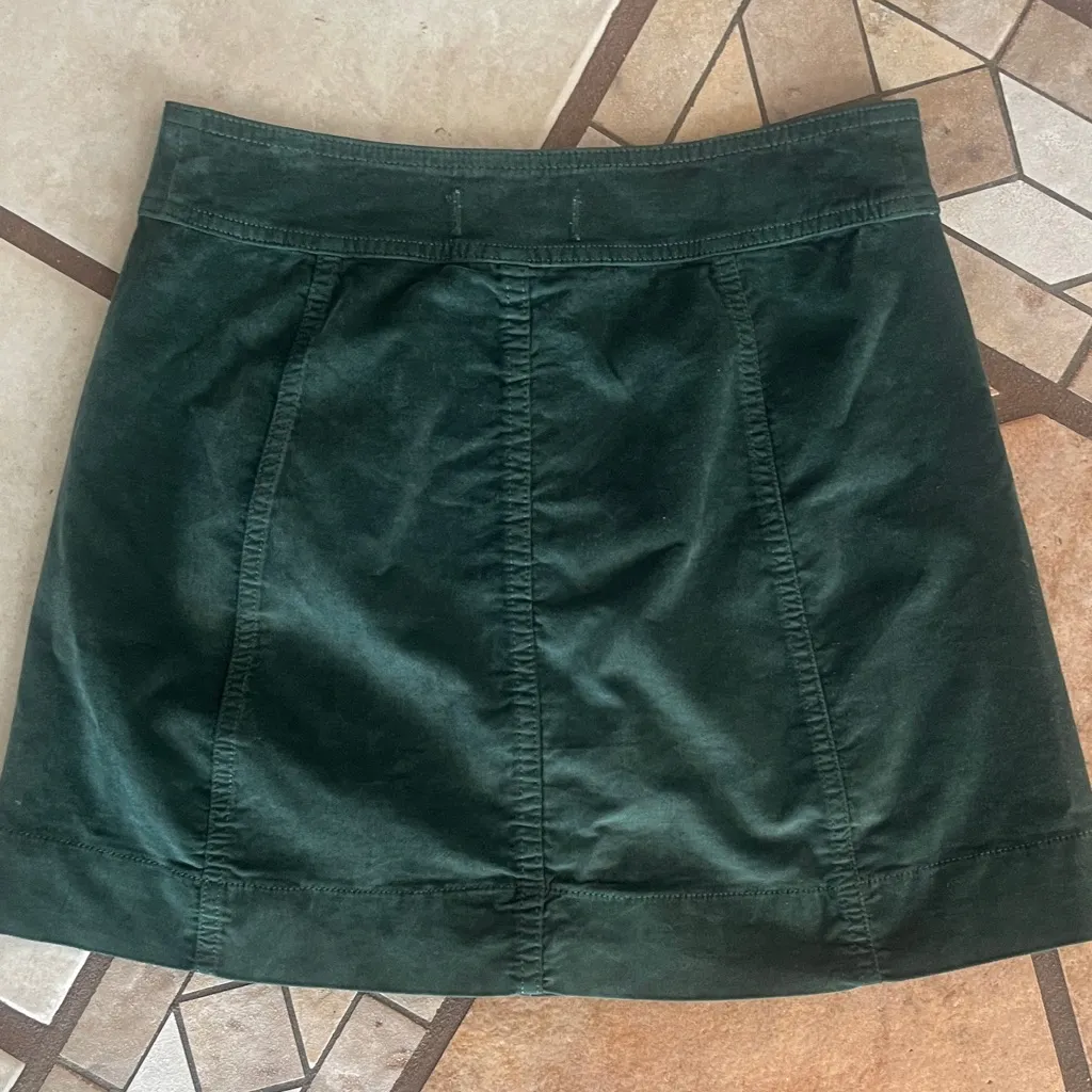 Madewell Green Button-Front velvet Skirt - Image 5
