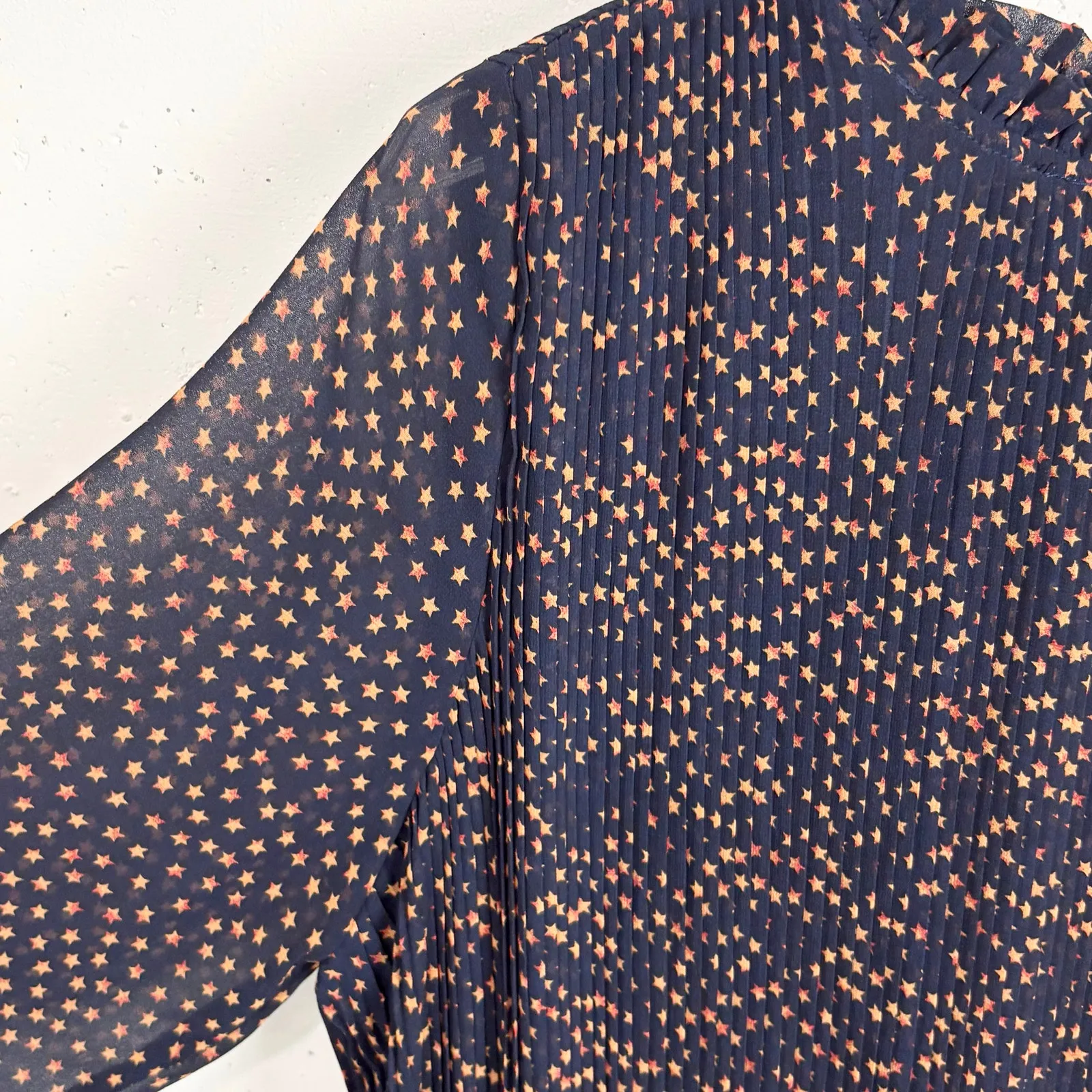 Anthropologie Seen Worn Kept Vega Pleated Star Print Illusion Sleeve Size 6 - Image 15