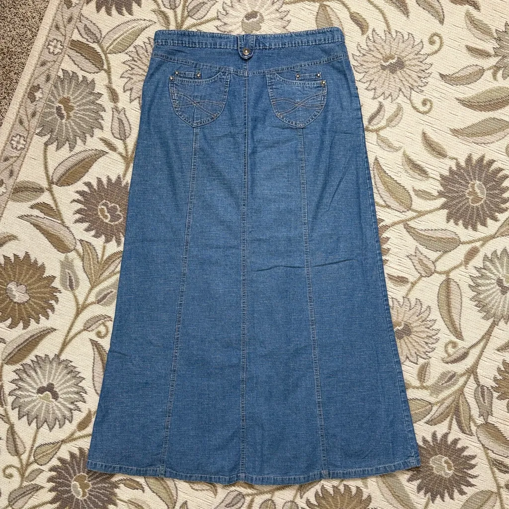 Sanzi Jeans Y2K Denim Skirt Maxi Flare 34 16 18 Blue - Image 3