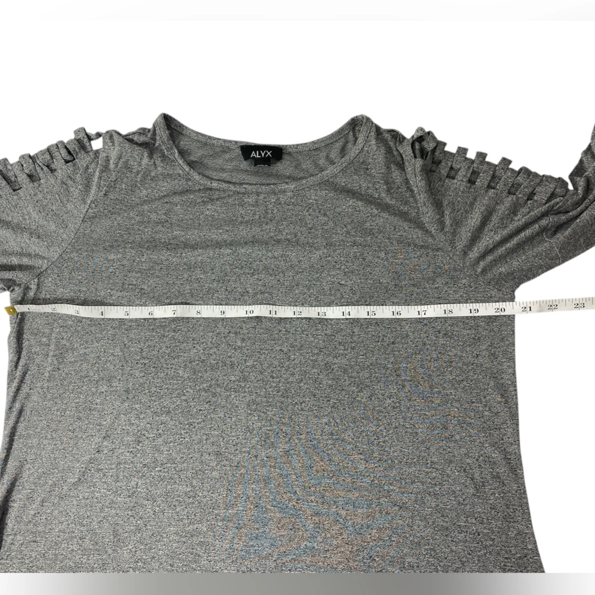 Alyx Women’s Large Gray Long Sleeve Lattice Sleeve Detail Casual Chic Top - Image 8