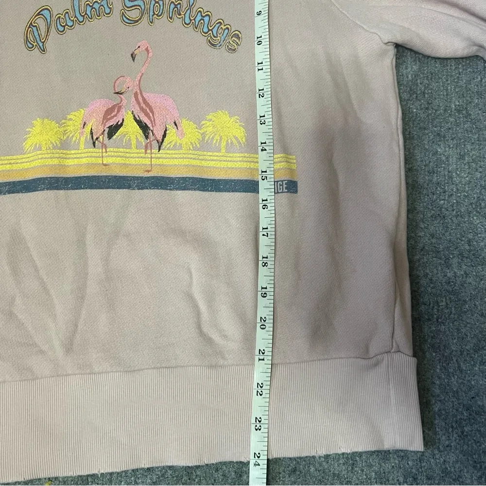 PAGE Size S distressed palm spring graphic pale pink sweatshirt - Image 6