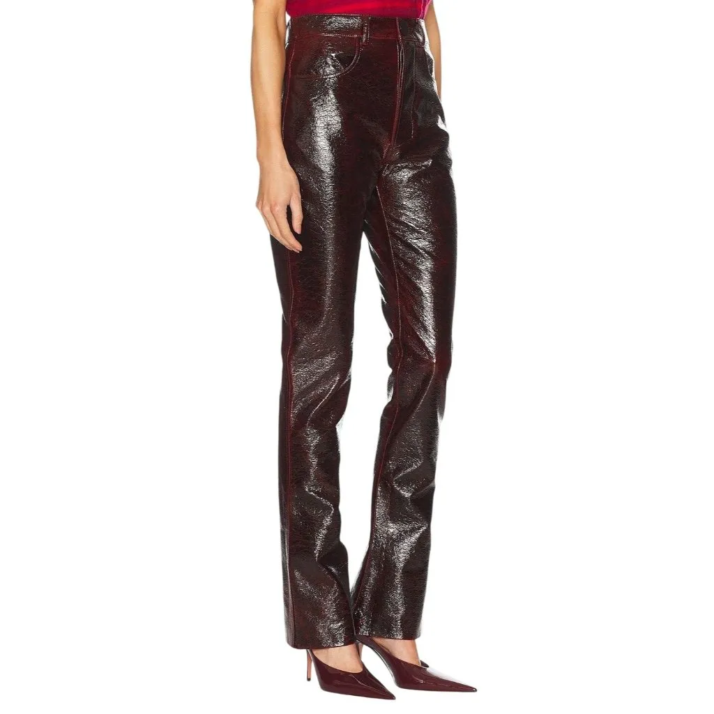 GALVAN Oldboy Laminated Wool Trouser in Oxblood 38 New Womens Vegan Pants Red Size undefined - Image 4