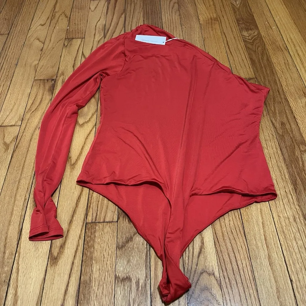 Lovers + Friends NWT Red Vika One Shoulder Long Sleeve Thong Bodysuit Size‎ XL - Image 10