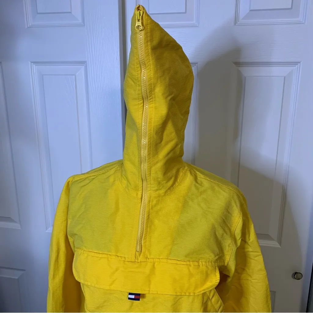 Vintage 90s Tommy Jeans Yellow Windbreaker Hoodie Jacket - Image 6