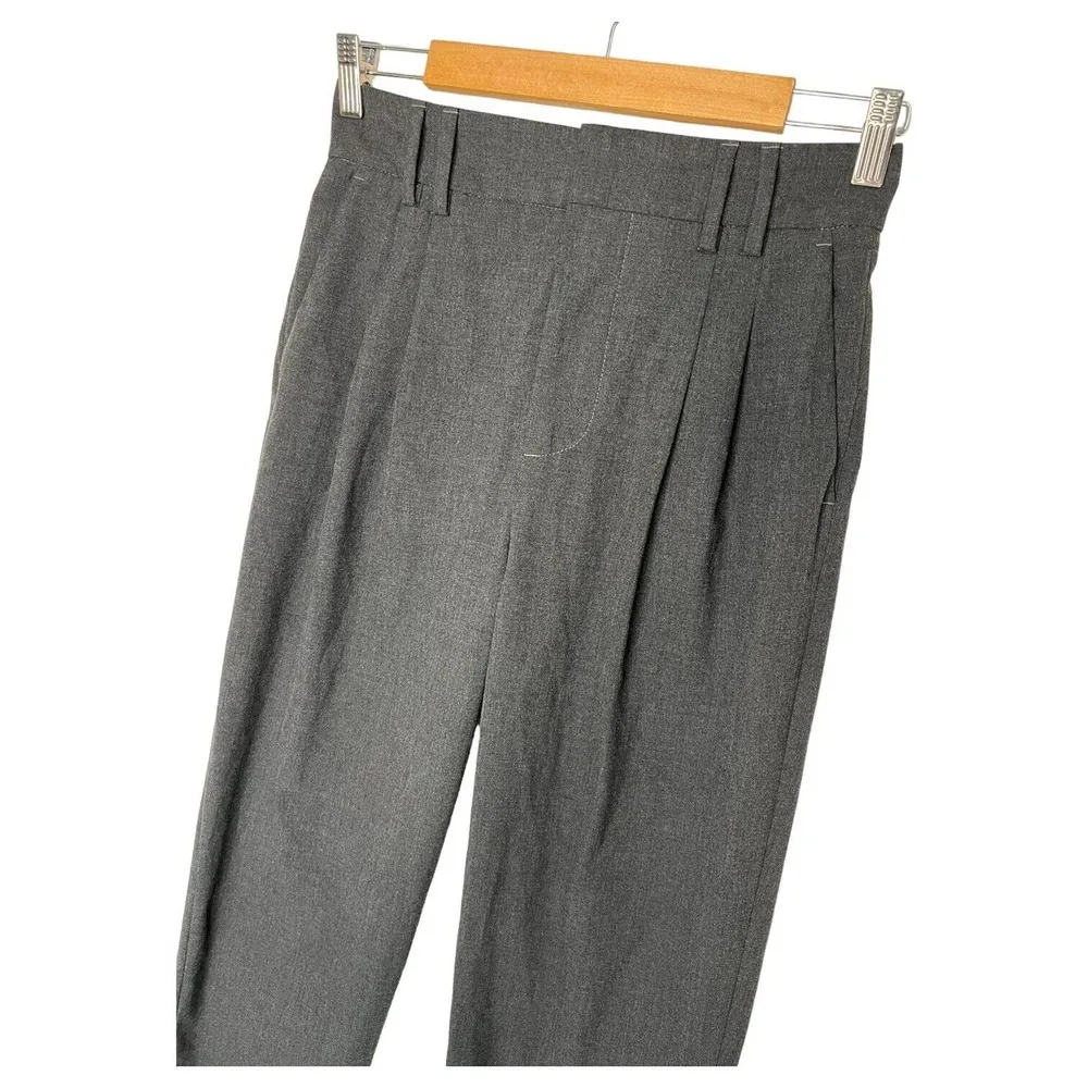 Zara Pants Womens 4 Pleated Slacks Slash Pocket Stretch Waist Band Career Gray - Image 4