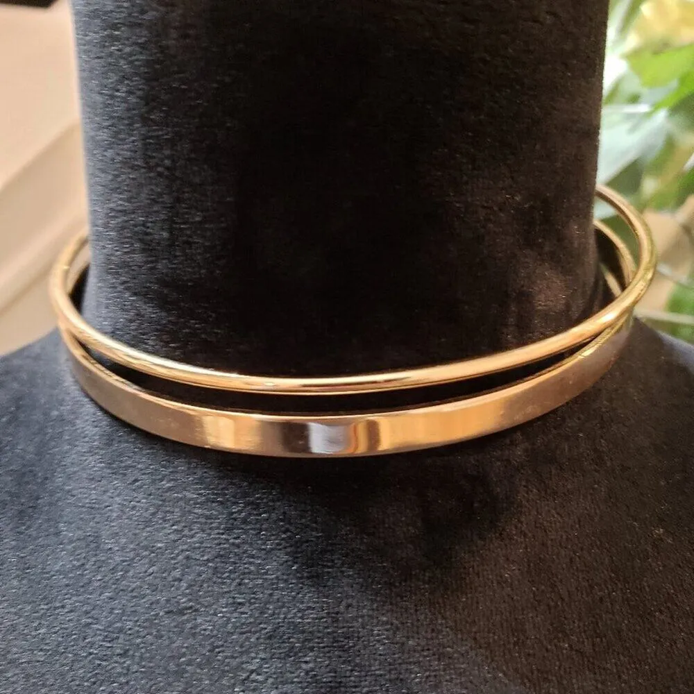 Aldo Womens Fashion Double Lines Gold Tone Choker Necklace with Lobster Clasp - Image 2