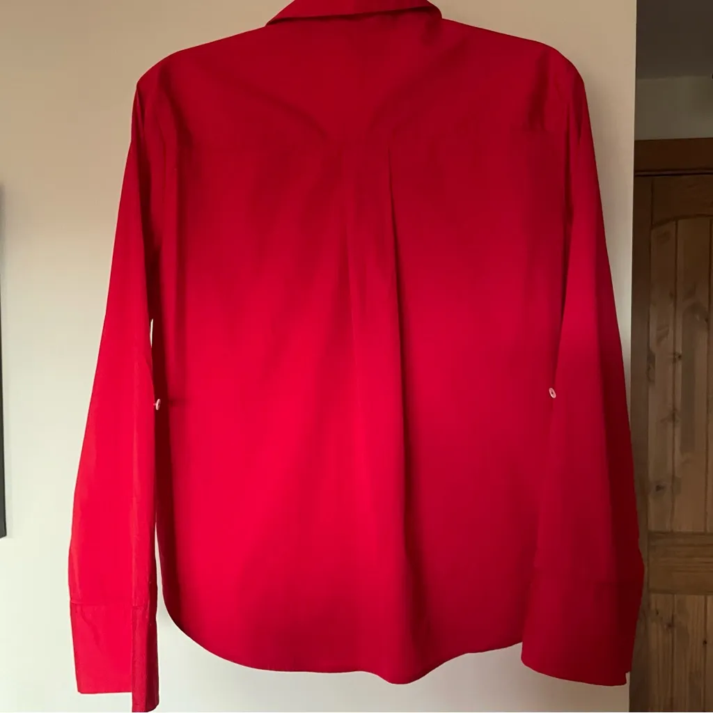 Madewell Red Cotton Oversized Collared Button Down Shirt Small - Image 6