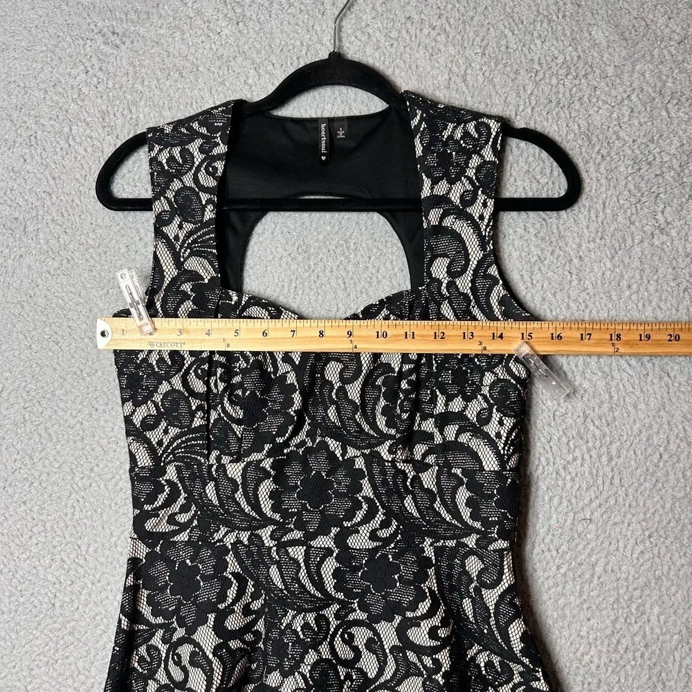 Heart Soul Dress Womens Small Black Open Back Lace Floral Sweetheart Neck Dress - Image 4