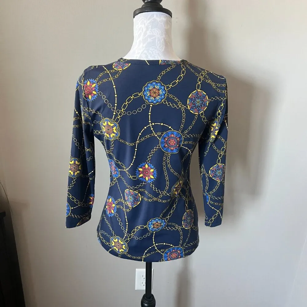 J. Mclaughlin Signature T-Shirt Catalina Cloth Womens Chain Link Nautical Small - Image 4