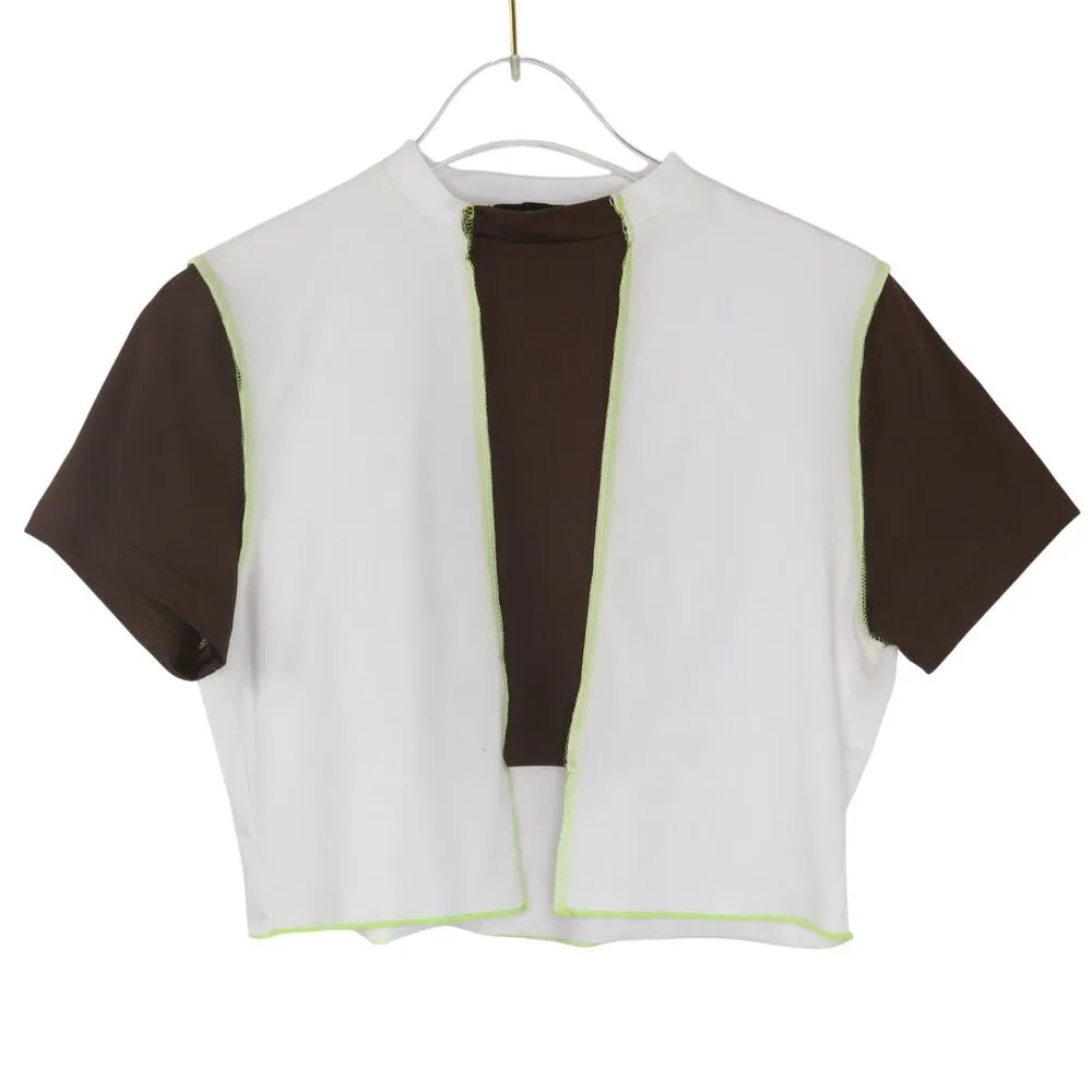 Y2k Cider Lime Green & Brown Colorblock Patchwork Skirt Set Medium Cute - Image 4