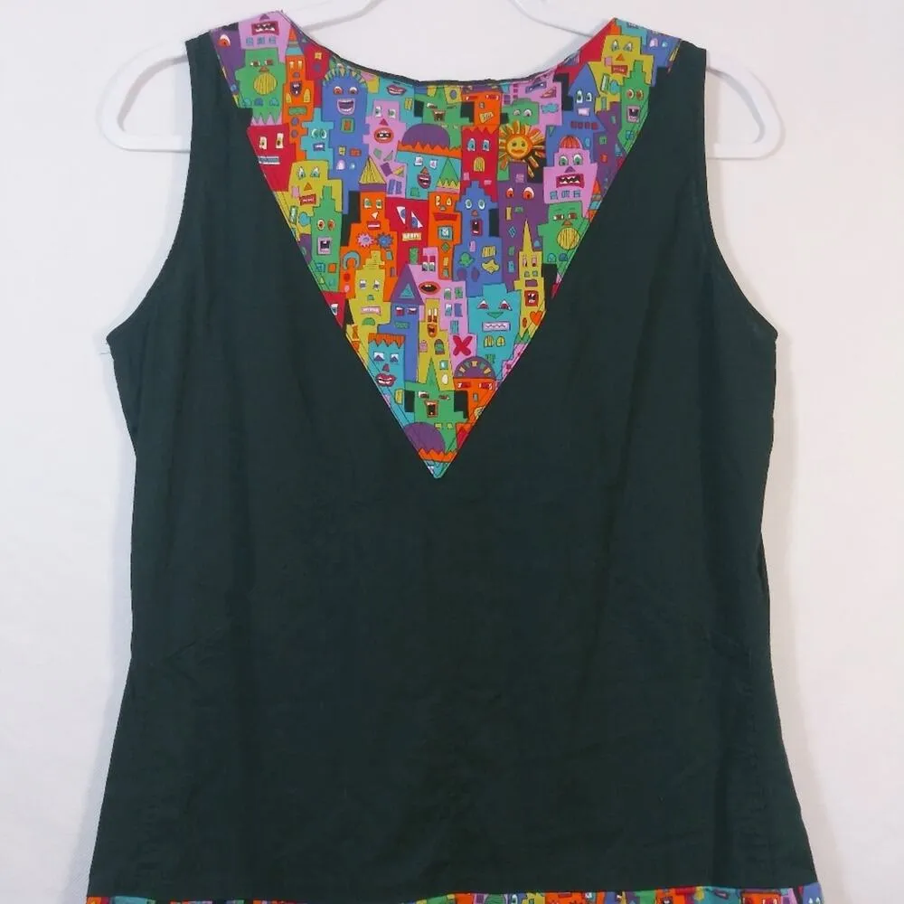 Single Track Design Black Tunic Style Artsy Funky Dress Size Small - Image 6