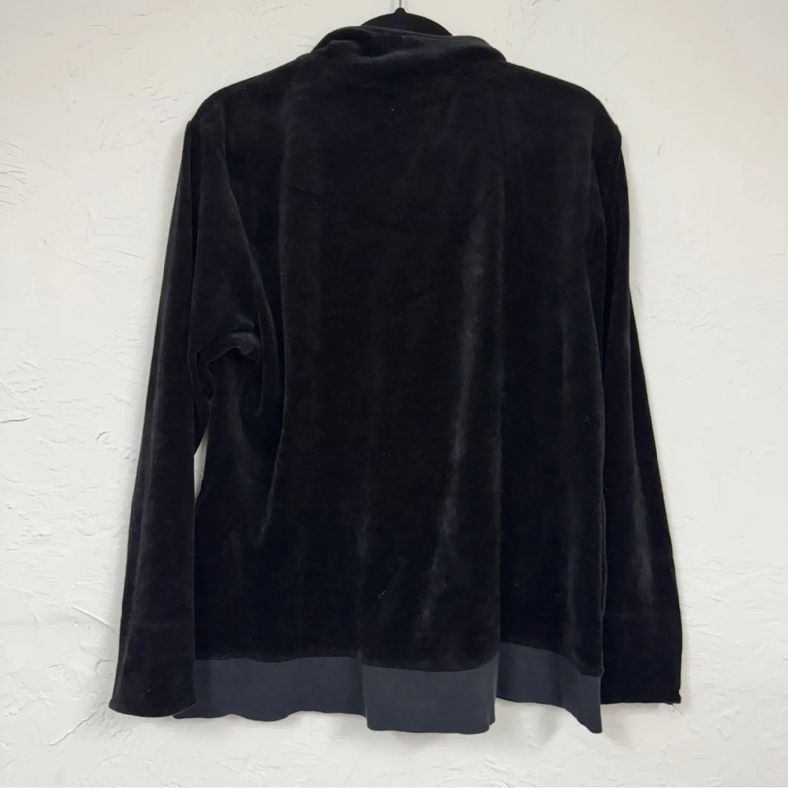 Natori Black Velvet Full Zip Track Jacket Womens L Casual Athletic Gorpcore - Image 5