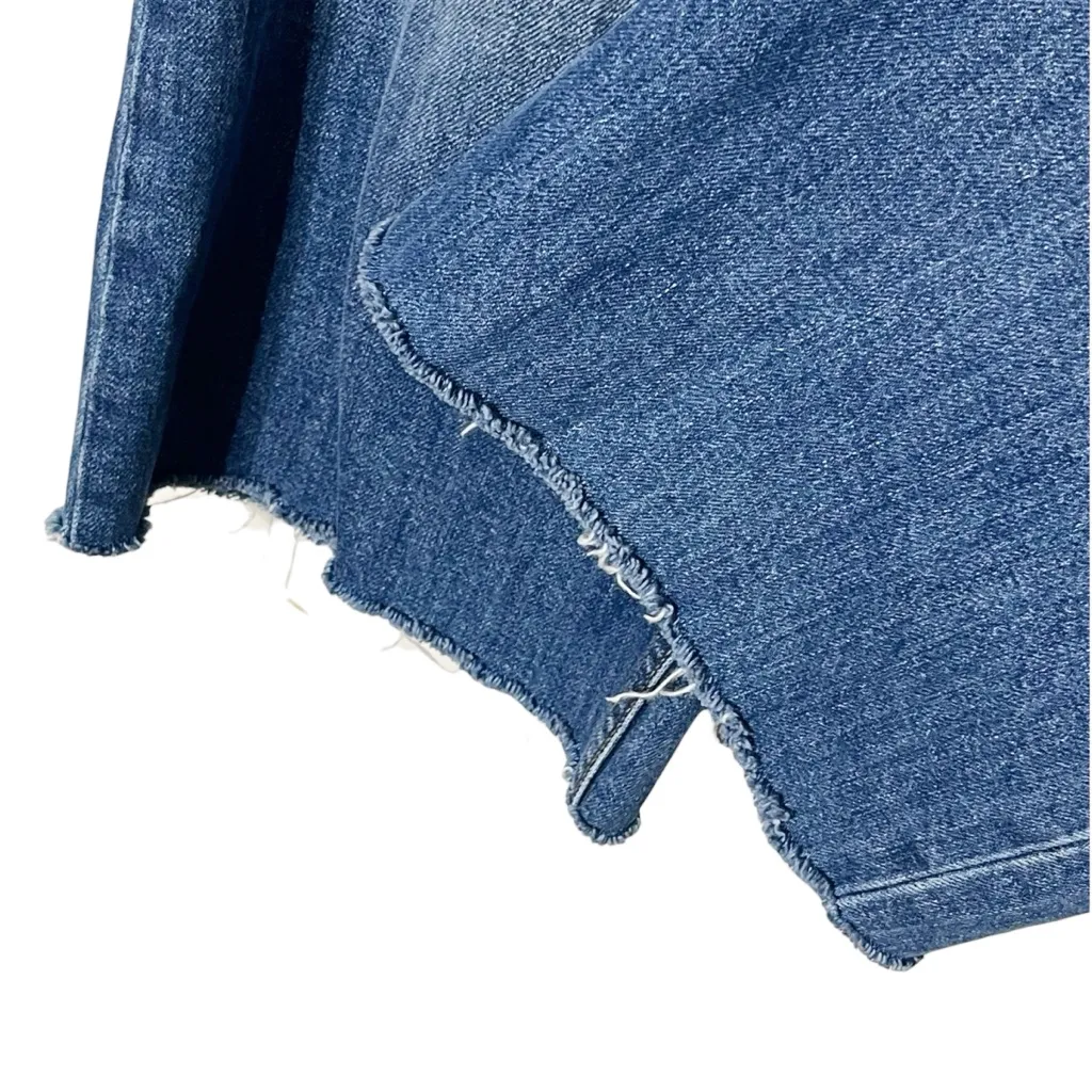 Doen Dronme High Rise Jeans Women’s 32 Blue Cropped Frayed Hem Organic Cotton - Image 5