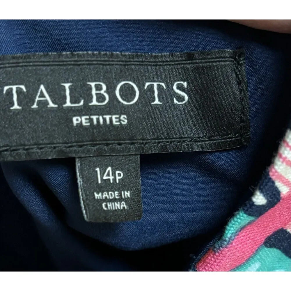 Talbots Blues & Pinks  Floral Knee-Length Pencil Skirt Size 14 Petite Career - Image 6