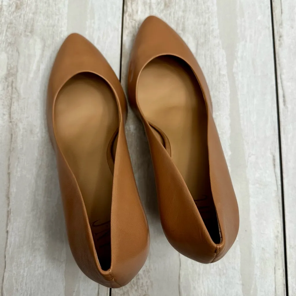 INC International Concepts Leather Tan Heels Pumps Shoes Office Style Capsule Size 11 - Image 14