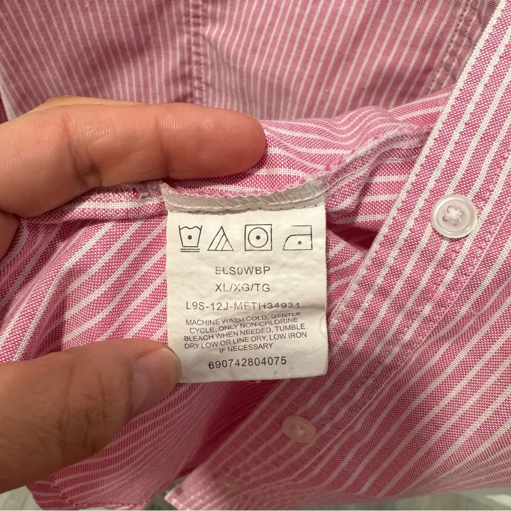 Riders by Lee Pink and White Striped Shirt size XL long sleeve button up - Image 5