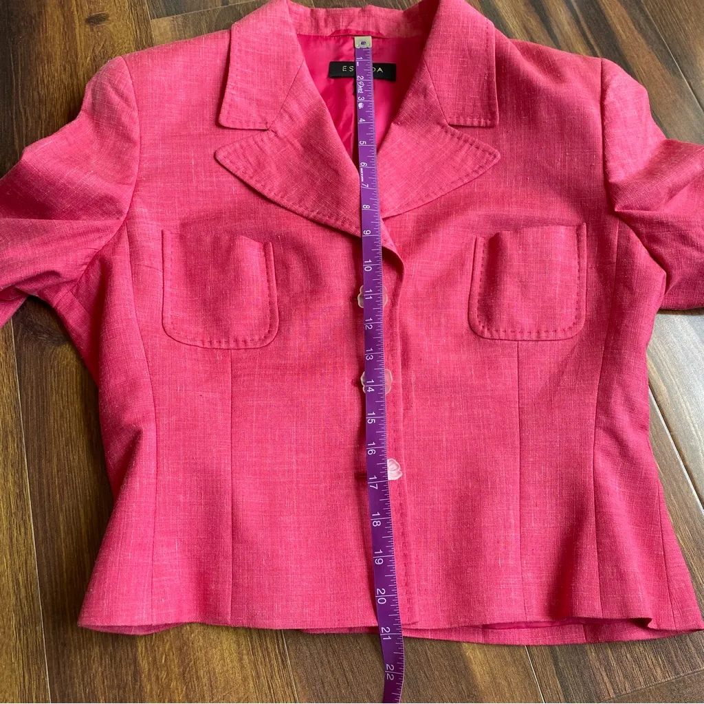 VTG Escada x Zegna Silk Linen Cropped Blazer with Flower Buttons Germany Made Pink Size 40 - Image 12