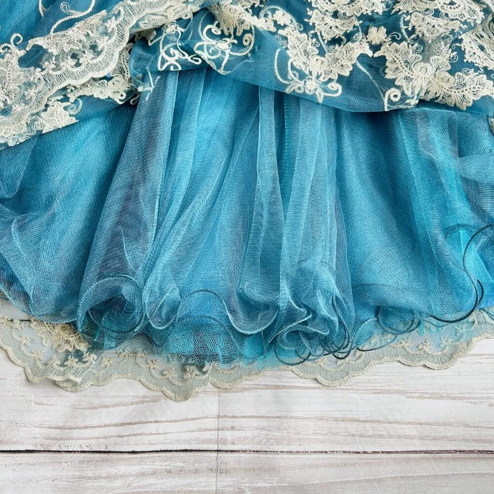 Chi Chi London Reign or Shine Teal Metallic Lace Sleeveless Midi Prom Dress NWT - Image 8