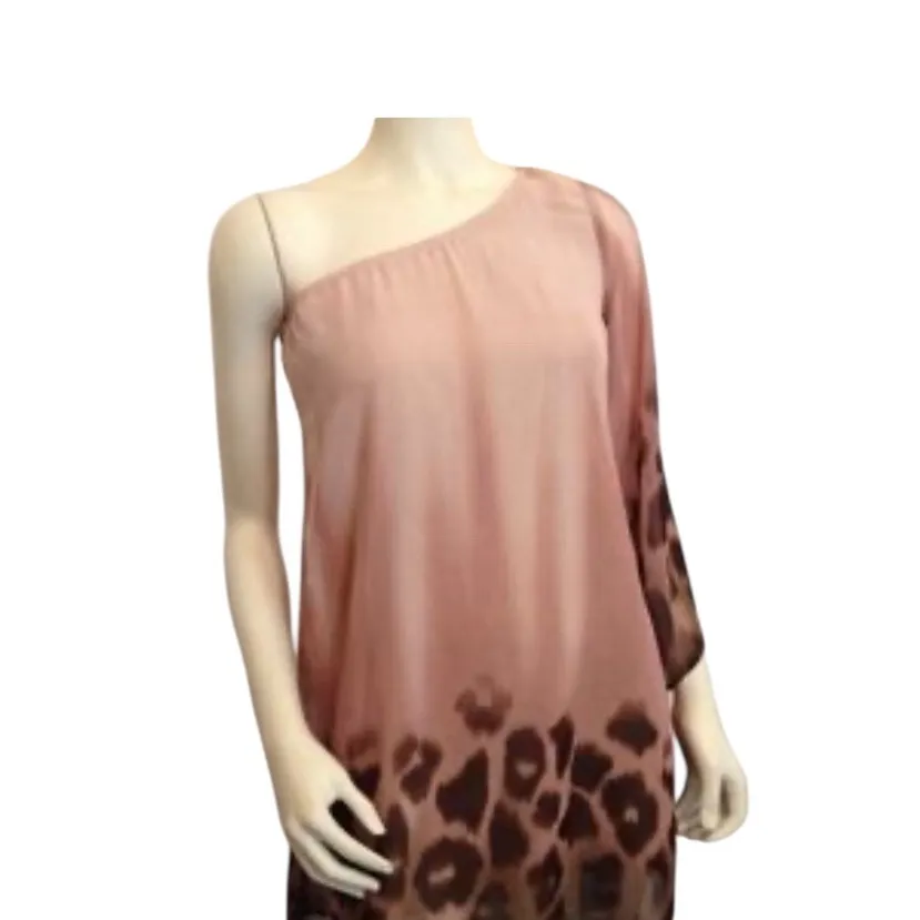 Leopard Print One Shoulder cheetah Dress with ears collar & tail Cat Costume Tan Size M - Image 2