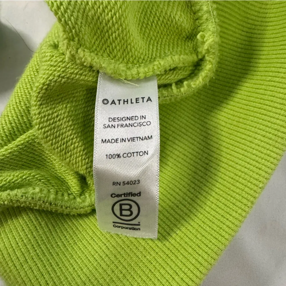 Athleta Moonrise Neon Green Hoodie Sweatshirt Size S Open Back Thick Bright Gym - Image 6