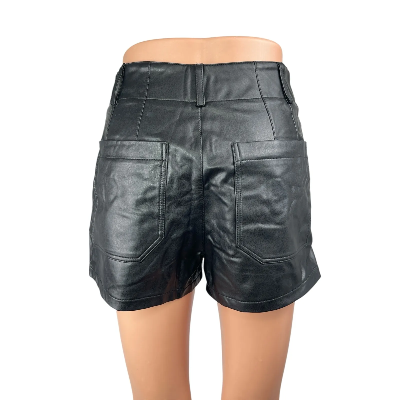Anthropologie Maeve The Colette Faux Vegan Leather High Waist Mini Shorts Sz 26 - Image 2