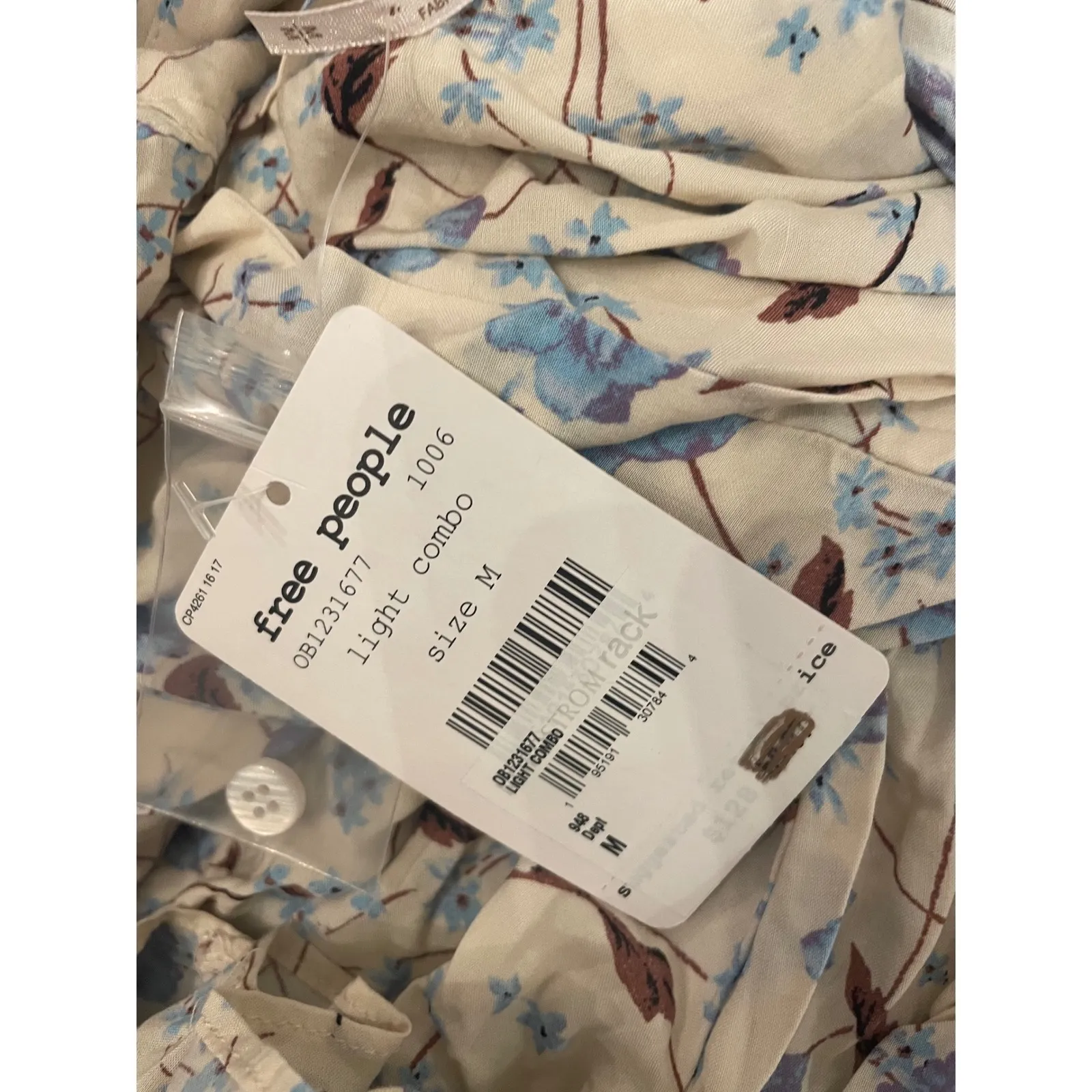 NWT Free People Dress Sz M Mini Flower Fields Ivory Floral Long Sleeve Boho $128 - Image 4