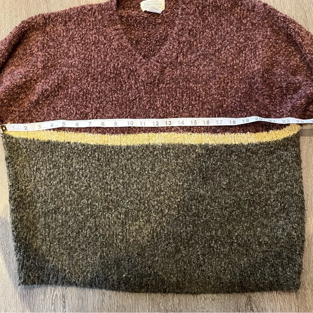 St. John’s Bay Brown Striped Long Sleeve V- Neck Sweater Women’s Size Large - Image 5