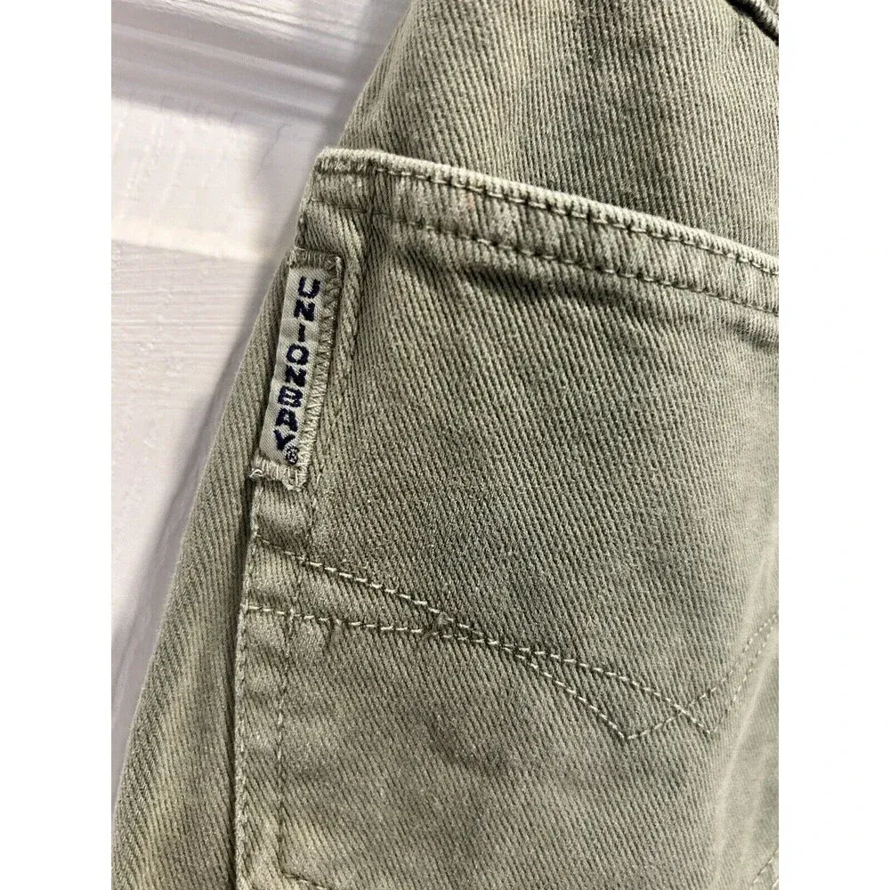 VTG NWT Union Bay Shorts Juniors 5/6 Green Denim High Waist Mom Belt Deadstock‎ - Image 7