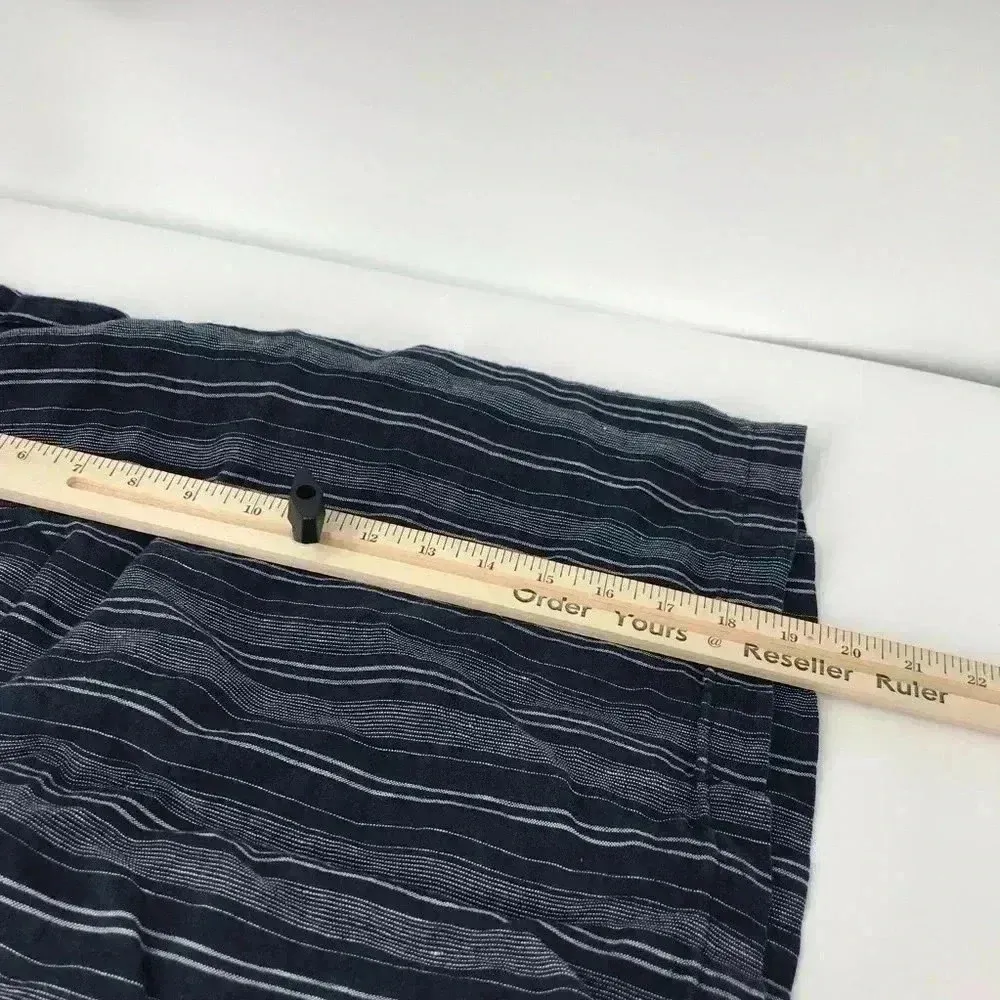 ELLEN TRACY SKIRT WOMENS LARGE 100% LINEN PAPERBAG WAIST STRIPED SUMMER CASUAL - Image 5