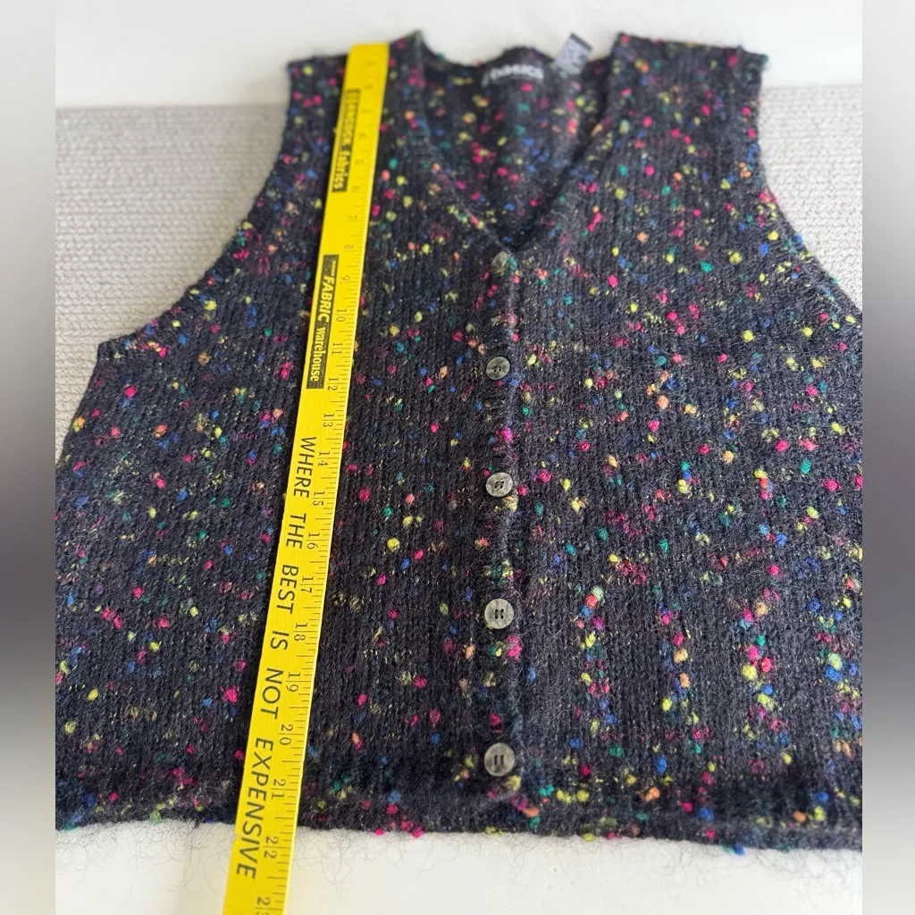Vintage 80s 90s Stefano Basics Black Pink Speckled Button Down Sweater Vest Sz L Size L - Image 8