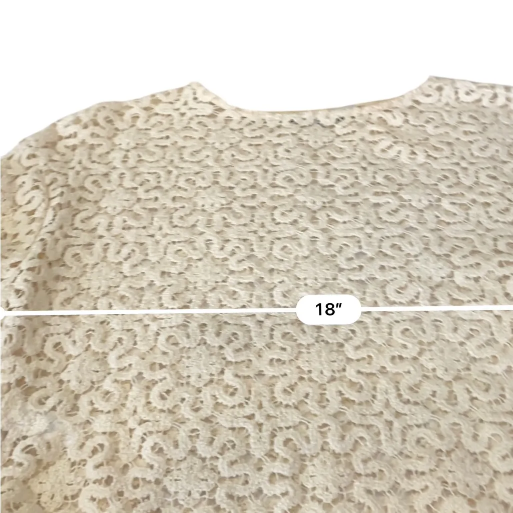 Mango Cream sheer floral Lace crop top Blouse Size medium - Image 7