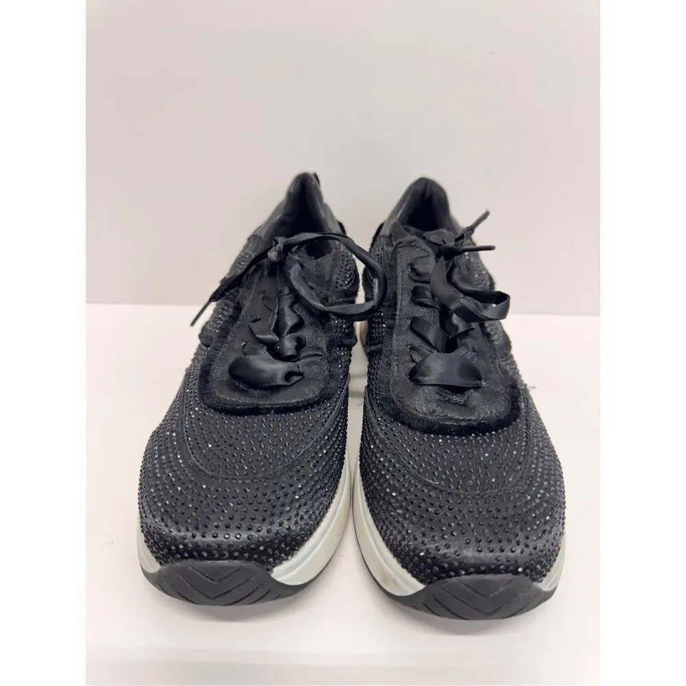 Kenneth Cole Sneakers Womens Size 7.5‎ Black Rhinestone Ribbon Ties - Image 4