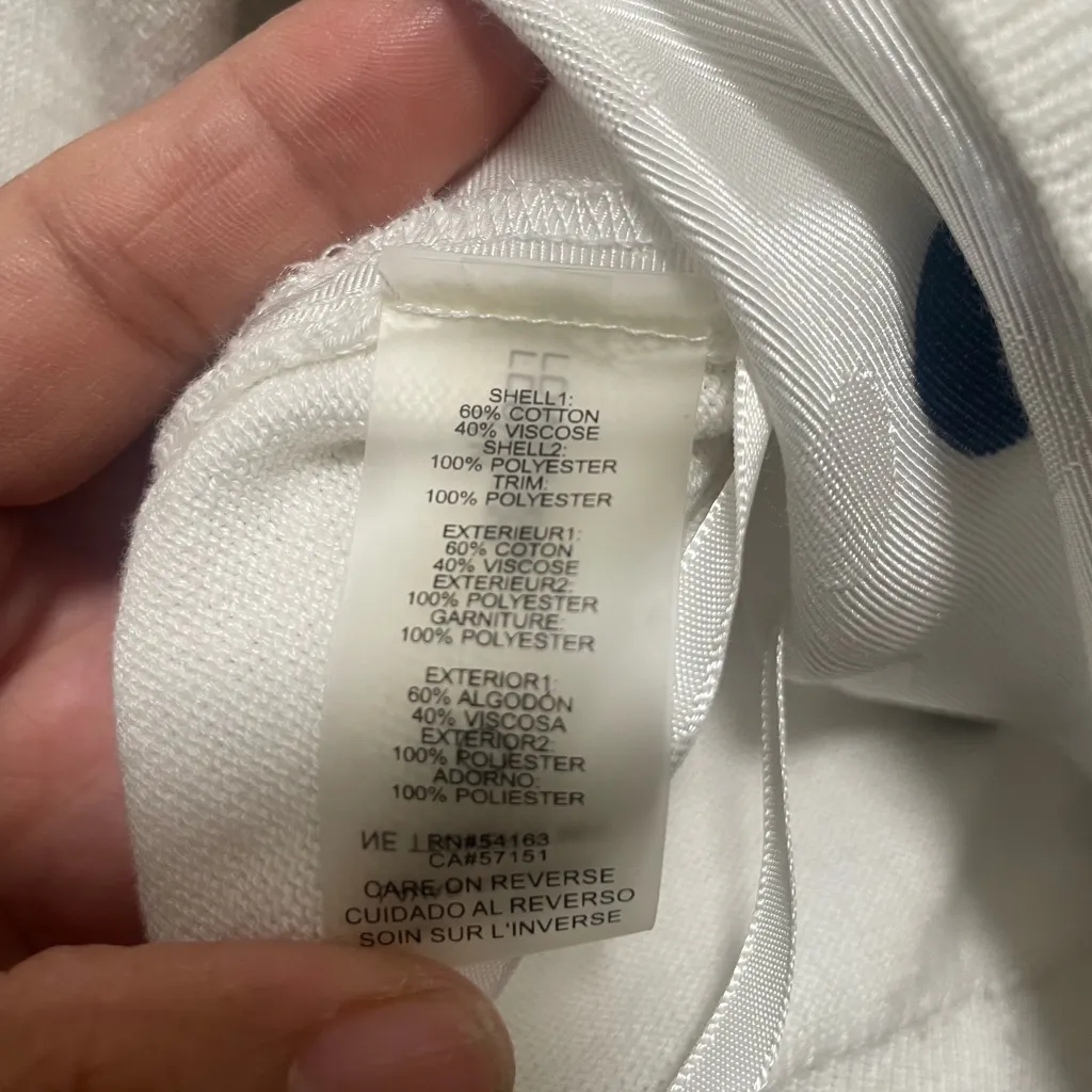 Karl Lagerfeld Paris Polka Dot Ruffle Front Cardigan White Navy - Image 5