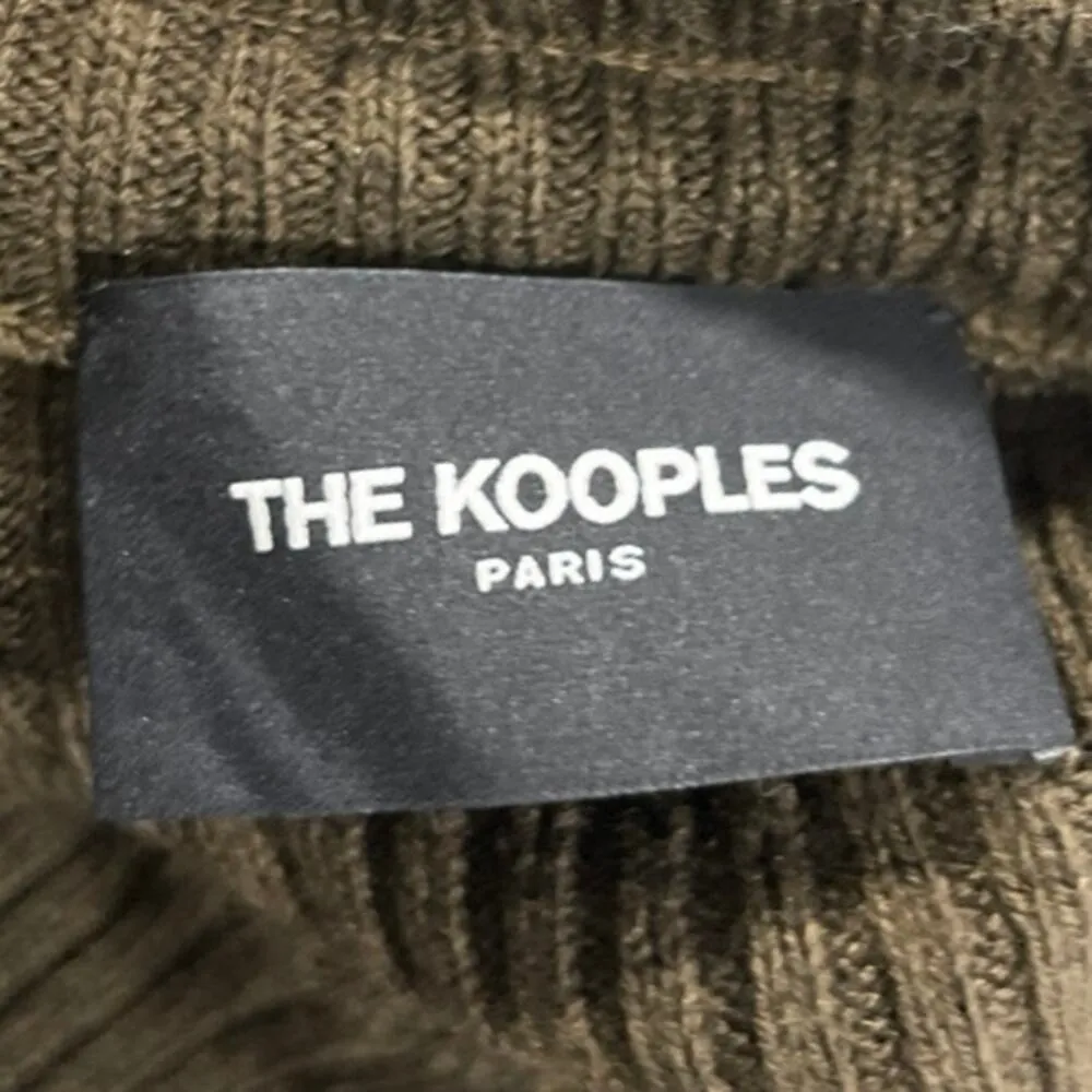 The Kooples Khaki Green Wool Ribbed Leather Insert Pullover Crop Sweater Top S - Image 5