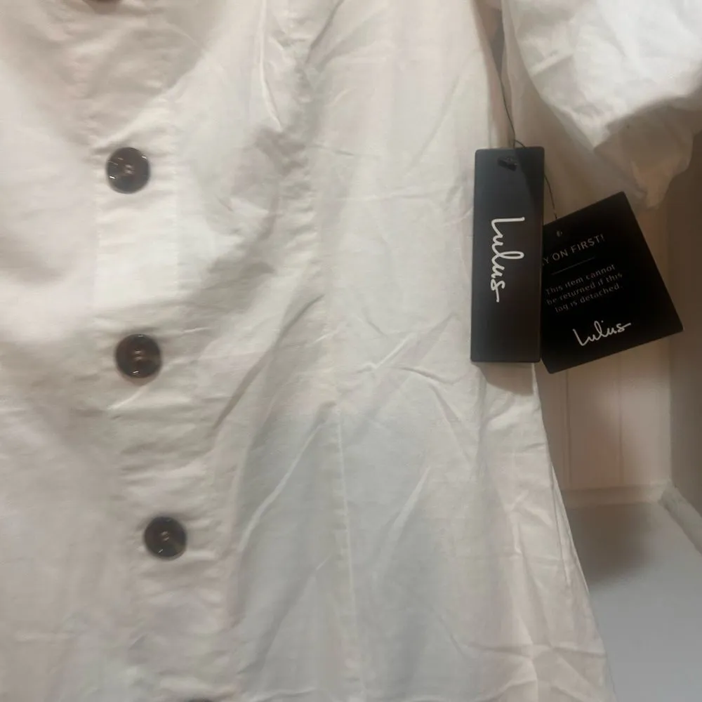 White Cotton Puff Sleeve
Button-Front Midi Dress NWT - Image 7