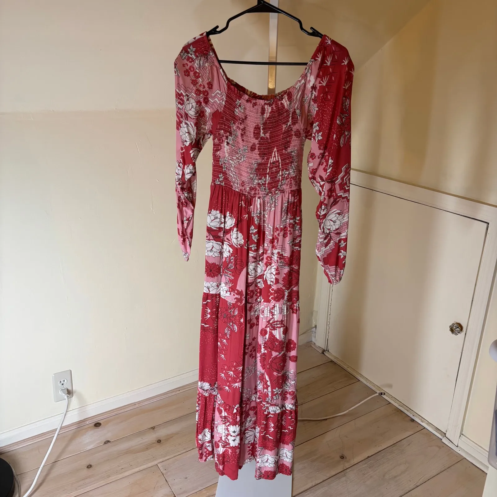 Natural Life NWT Women's Daria Smocked Maxi Dress Red Pink Size S - Image 3