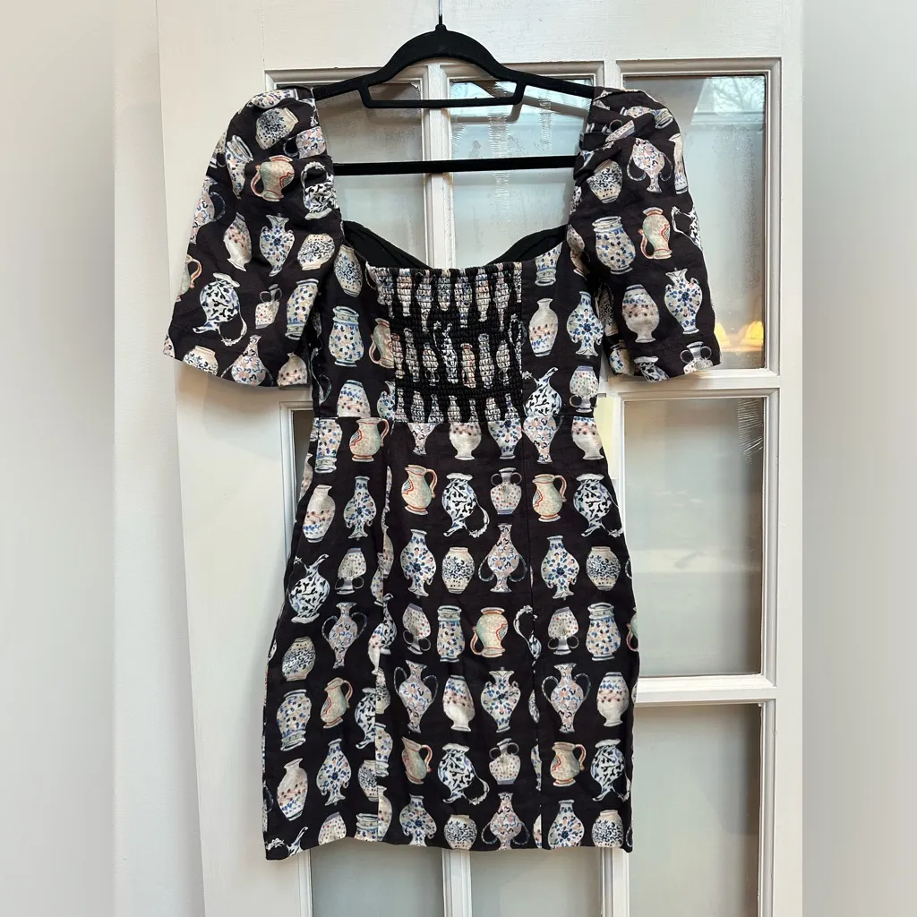 Aritzia Wilfred Black Noir Fatale Cottagecore Vase Mini Dress Linen Size 0 NWT - Image 5