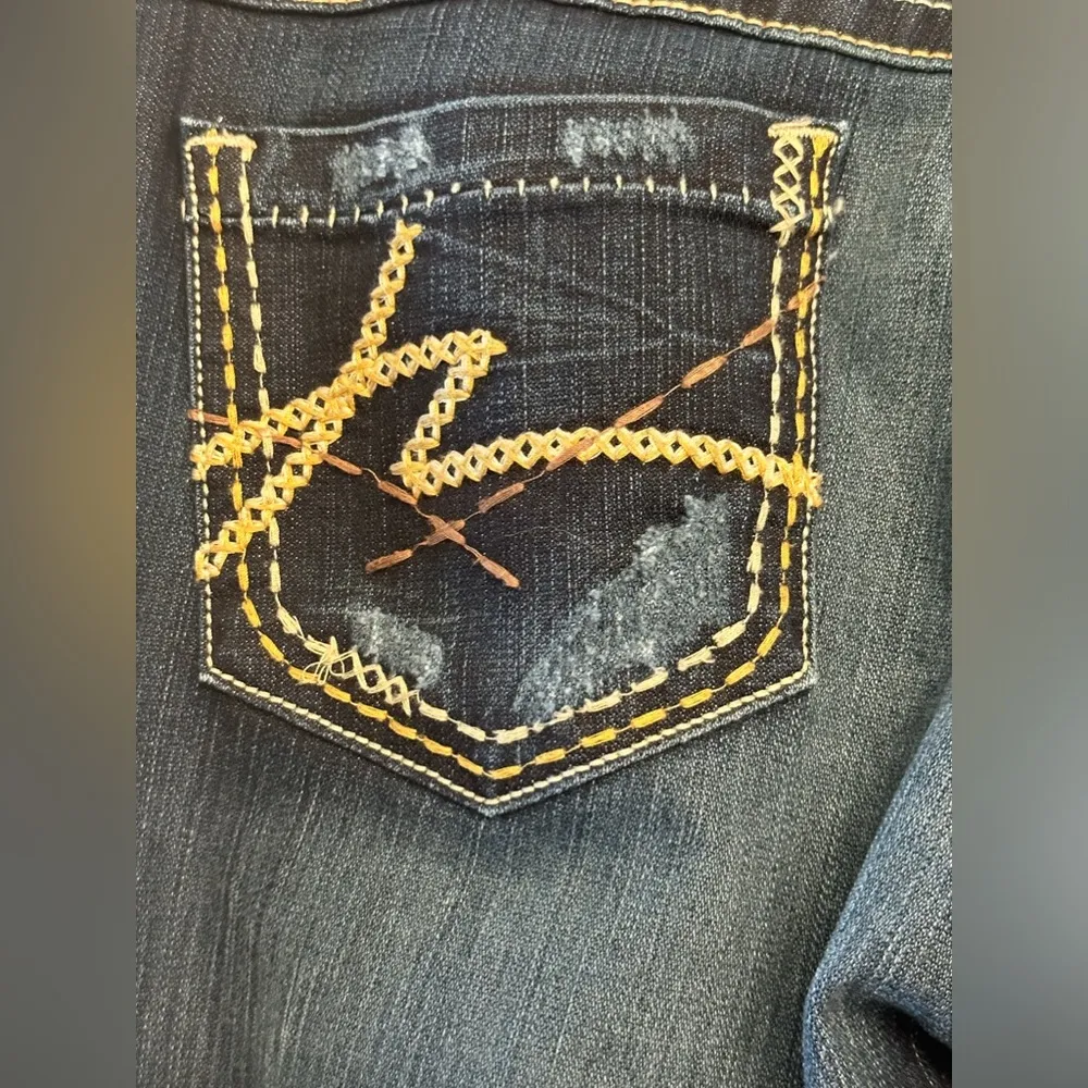 BKE Kate Jeans 31x29.5 Denim Blue Stretch Embroidered Country Western Bootcut - Image 5