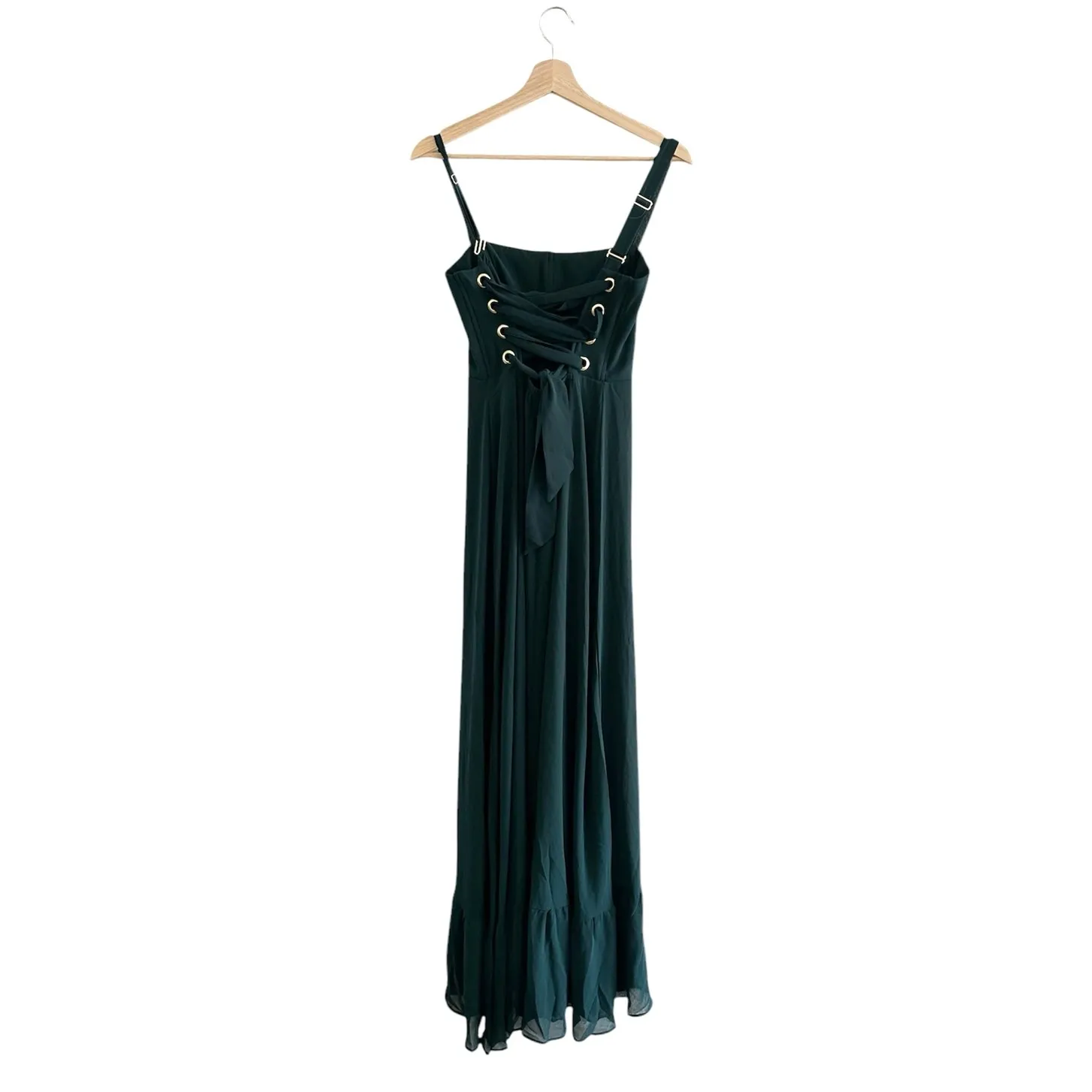 Show Me Your Mumu Clarissa Corset Dress in Emerald Chiffon XS - Image 5