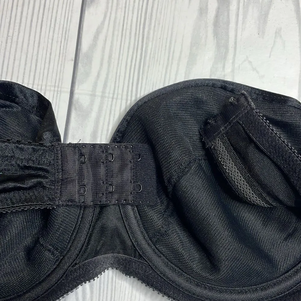 90s Vintage Lily of France Black Satin Strapless Bra 36C - Image 3