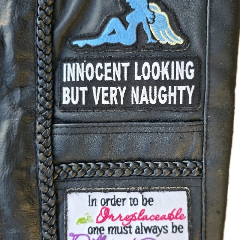 Vtg Genuine Leather Biker Vest Womens Size Large Adjustable Motorcycle Moto Bike - Image 13