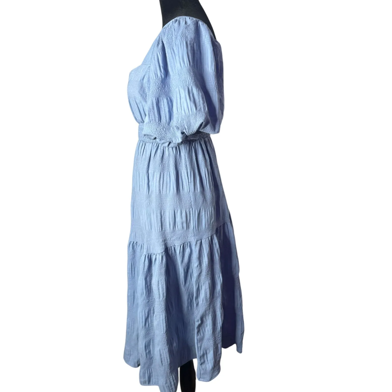 HYFVE Smocked Dress Puff Sleeve Tiered‎ Blue Size S Cottagecore Coastal Cowgirl - Image 8