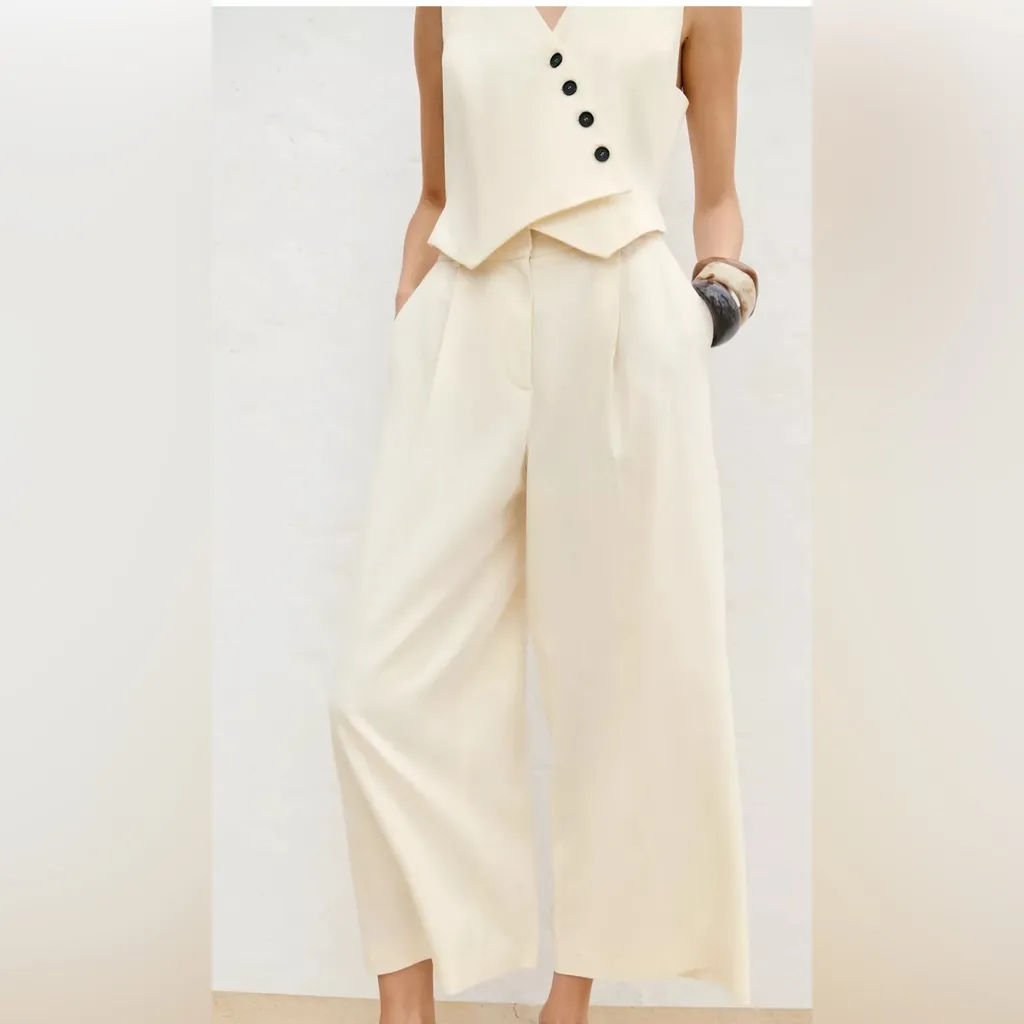 Zara long linen vest jumpsuit - Image 3