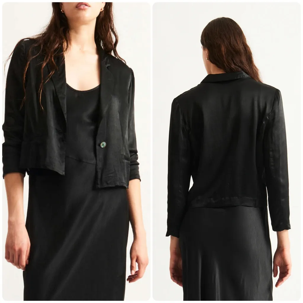 Raquel Allegra Pebble Satin Avalon Jacket Black Size 4 - Image 2