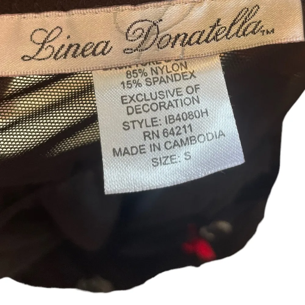 Linea Donatella Vintage Black Sheer Whimsygoth Romantic Floral Lingerie Slip Top - Image 7